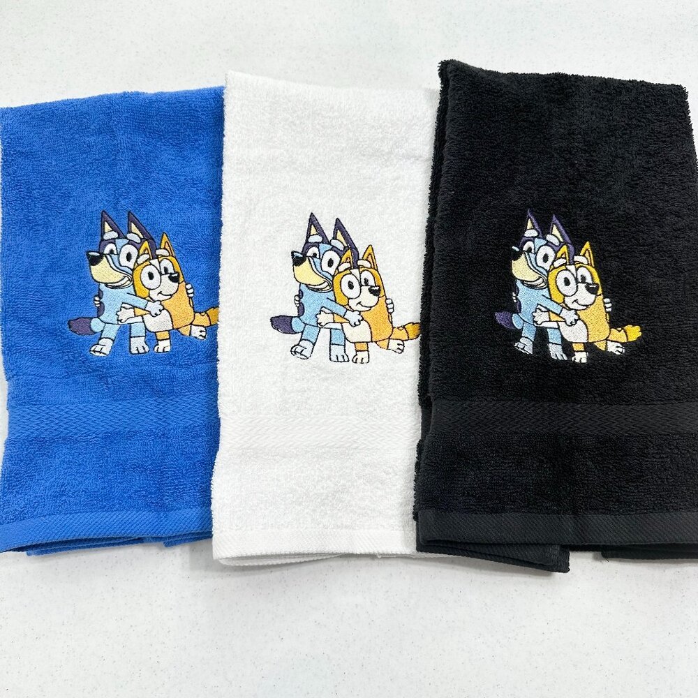 Bluey Towels Embroidered Hand Towel Set Cute Bingo Dog Sisters Bathroom Decor